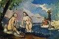 Badegäste und Fischer mit einer Linie Paul Cezanne